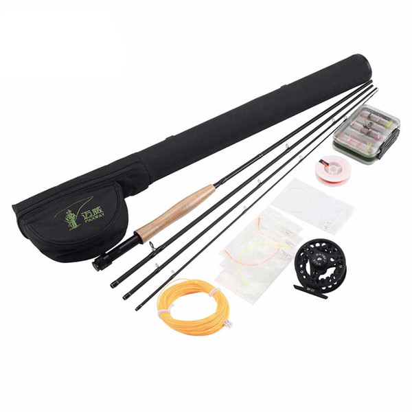 5/6# Rods Combo 4 Sections Fly Fishing Rods Full Metal Reel Waterproof Rod Bag + Lines + Box + Lures