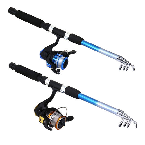 Telescopic Fishing Rod Reel Combo Full Kit Fishing Rod Gear +Spinning Reel+ Line Lures Hooks with Bag for vara de pesca