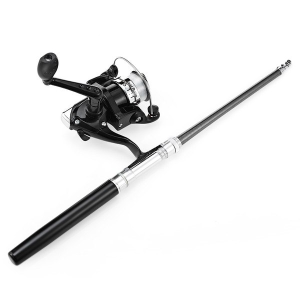 Mini 5 sections Baitcasting Telescopic Pocket Pen Fishing Rod Pole Reel combo Portable 5.1:1 fishing reel rod tackle 95.5cm Aluminum