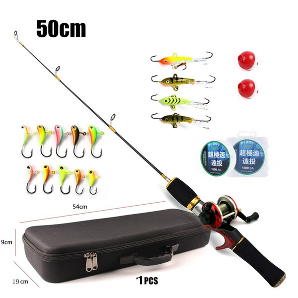 Ice Fishing Rod and reel combo winter fishing set with jigs balancers monofilament line EVA case outdoor combo sets