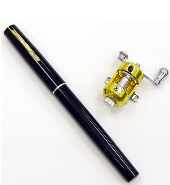 Portable Pocket Telescopic Mini Fishing Pole Aluminum Alloy Pen Shape Fishing Rod With Reel Wheel ultralight spinning fish