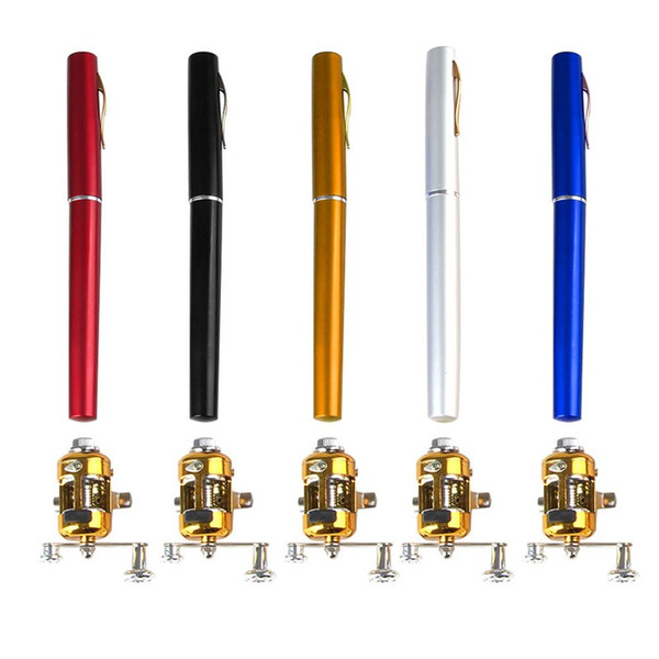 Mini Fishing Pole Pen Portable Pocket Telescopic Shape Folded Fishing Rod With Reel Wheel