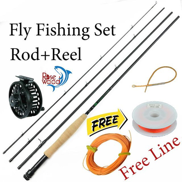 Wholesale- 2017 new 3/4 fly fishing rod and reel set CNC cnc fly reel+2.1m carbon firber fly rods free backing leader line flyfishing combo