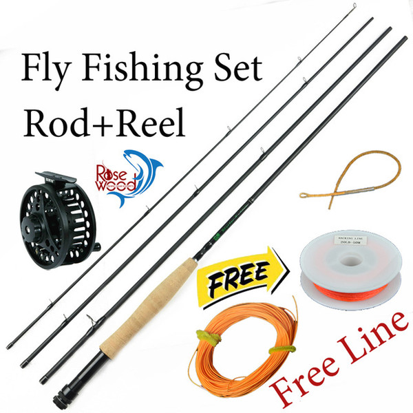 Wholesale- 2017 new 3/4 fly fishing rod and reel set CNC cnc fly reel+2.1m carbon firber fly rods free backing leader line flyfishing combo