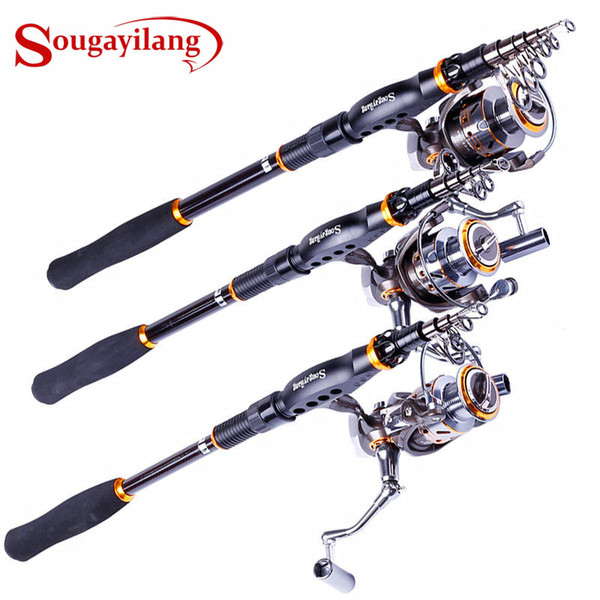 Sougayilang Fishing Rod and Reel Combos Portable Fishing Pole with Full Metal Spinning Reel Wheel Kit Tackle