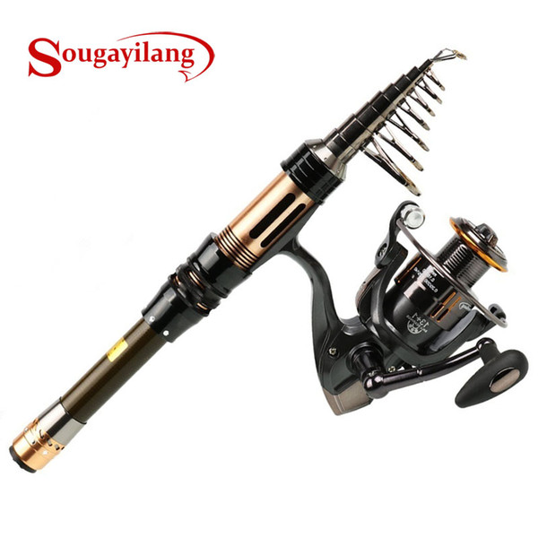 Sougayilang Fishing Rod Combo Rod 1.3 1.5 1.8 2.1 2.4M with 5.2:1 13+1BB Spinning Fishing Reel Tackle