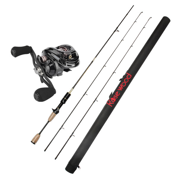 RoseWood 1.8m Double Tip Ul Fishing Rod 6.3:1 Ultralight Baitcasting Reel Set And Casting Rod Fishing Combo Add Pole Bag