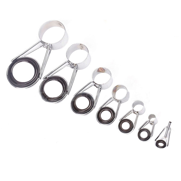 7Pcs Fishing Rod Guides Tip 7 Sizes Tip Repair Kit Line Rings Eyes Set