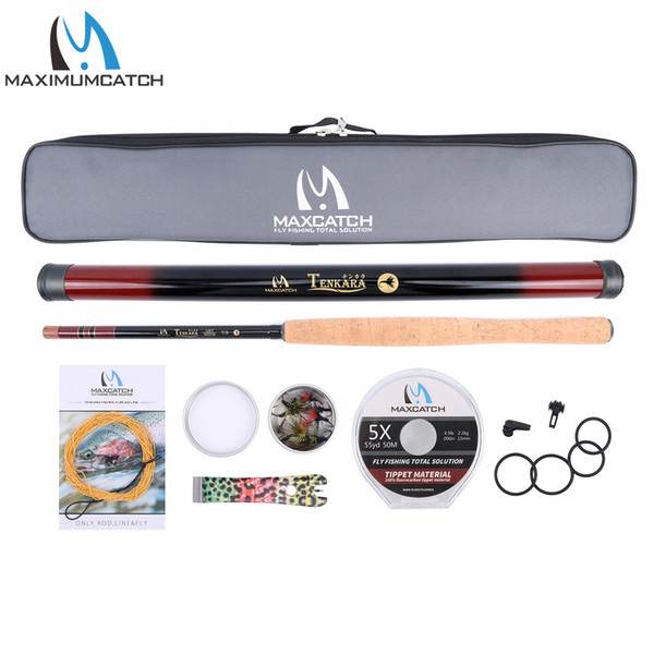 Wholesale- Maximumcatch 12FT Tenkara Fly Rod & Accessories Complete Kit Fishing Leader Line Flies Carry Case