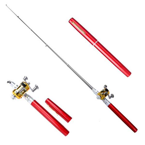 New Mini Portable Pocket Fish Pen Aluminum Alloy Fishing Rod Pole Reel Combos Lightweight Ice Fishing Rods+Reel Kits2