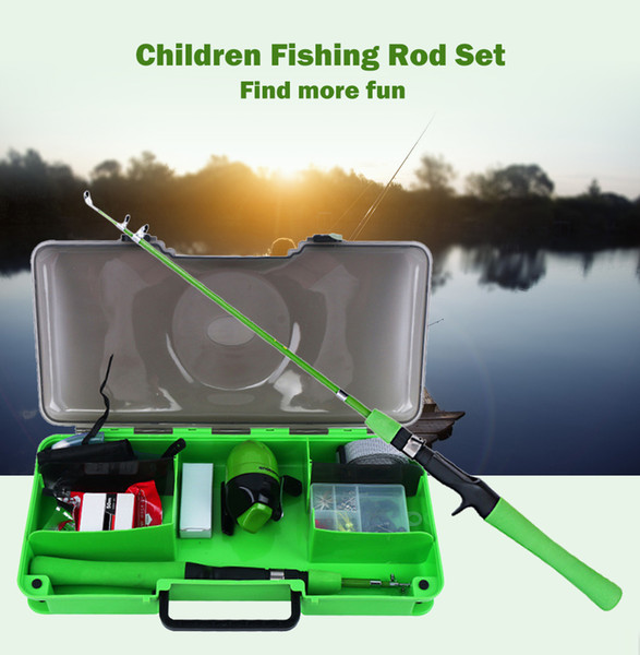 Kid's Fishing Rod Reel Combo Kit line lure hook cutter angeln set Children Retractable Fish Pole Casting Reel Bag Set Tackle Tool Pesca gift