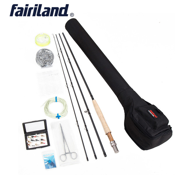 Fly Fish set js017c5-6 starter kit 2.7m carbon fishing rod 90mm aluminum fishing reel metal reel fly fishing accessories with rod case bag