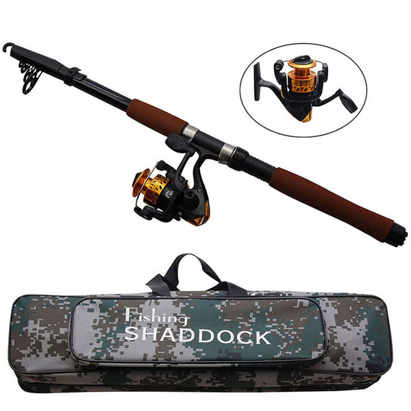 2.4m Fiberglass Telescope Baitcasting Fishing Rod And Reel Fly Fishing Casting Spinning Fishing Rods And Waterproof Bag Combo