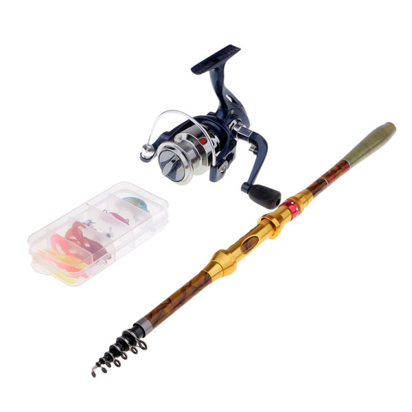 Fishing Rod and Reel Combos FULL Kit, Spinning Fishing Gear Organizer Pole Set with Lures and Carrier Bag