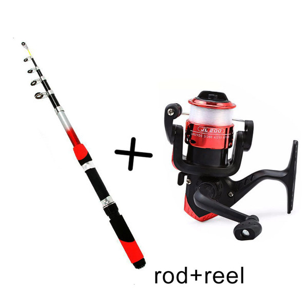 1.8M Rod Combo Portable Shape Carbon Fishing Rod Pole Spinning Rods Spinning 200 Fishing Reel Combos Pesca + Free Spool