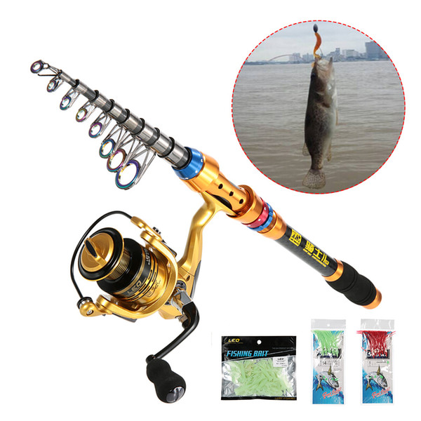 Portable Lure Rod Set Spinning Rod Fishing Reel Combos Full Kit 2.1/2.4/2.7/3M Fishing Rod Pole Reel Line Lures Hooks Bag