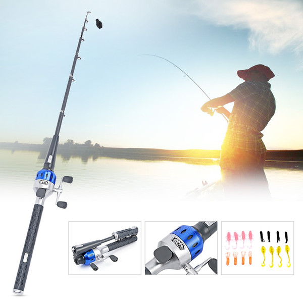 Foldable 1.5m 3 in 1 Collapsible Fishing Rod Bait Fishing Reel Set 4BB Gear ratio 5:1 Ergonomic tackle combo