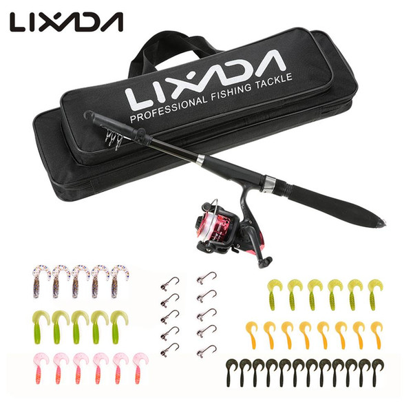 Lixada 1.6m Fishing Rod Combo Reel Fishing Bait Bag Tackle set Kit Portable Lure Rod Reel Set Pesca