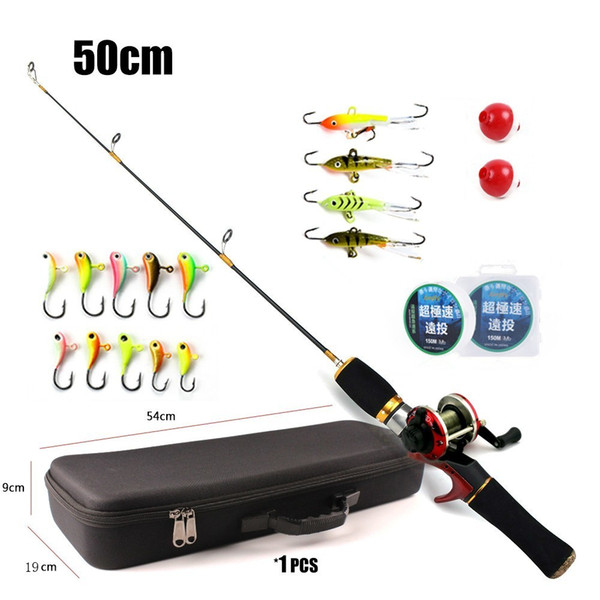 ultimate Ice Fishing Rod and reel combo winter fishing set with jigs balancers monofilament line EVA case outdoor combo