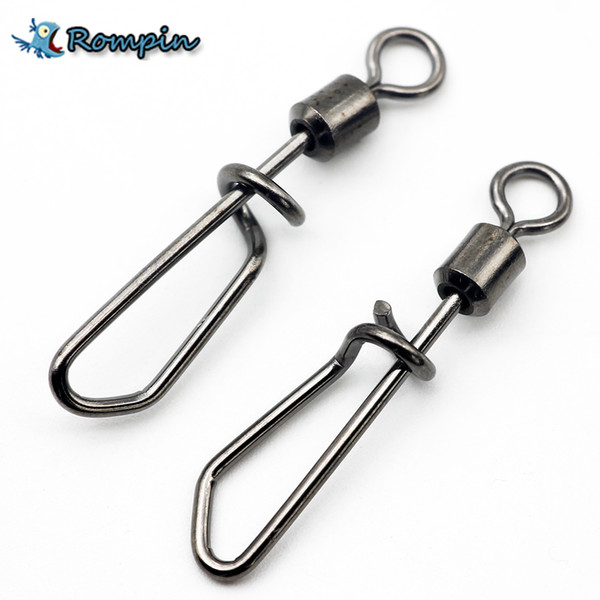 Rompin 20pcs/lot Stainless Fishing Swivels Snap Rolling Swivel with T shape snap ice Fishing Connector