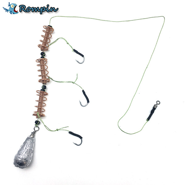 Rompin 3pcs/lot spring holder string hook with 30g lead sinker for carp fishing Rigs Swivel Fishing Tackle Lures