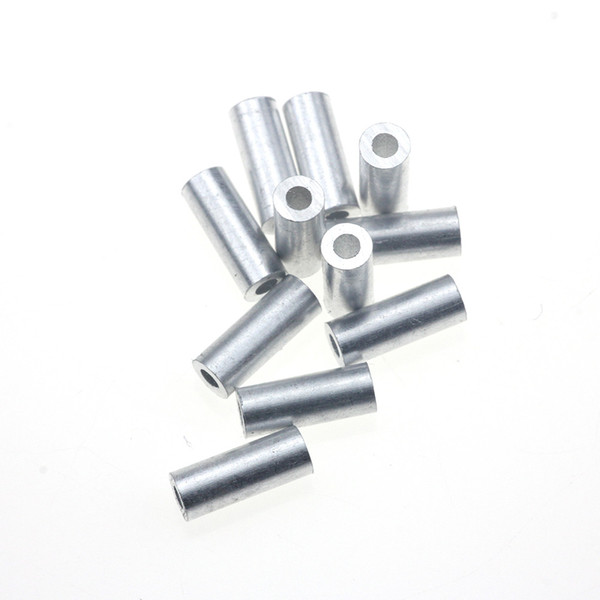 Rompin 100pcs/lot White Round Real Aluminum Tube Wire Pipe Crimp Sleeves Sea Fishing Line Tube accessories