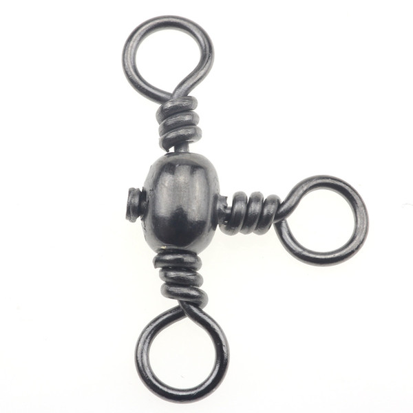 Rompin 30pcs/lot 3 Way Barrel Cross Line Fishing Swivel With Solid Ring Brass Fishing Hook Line Connector Fishing Accessories