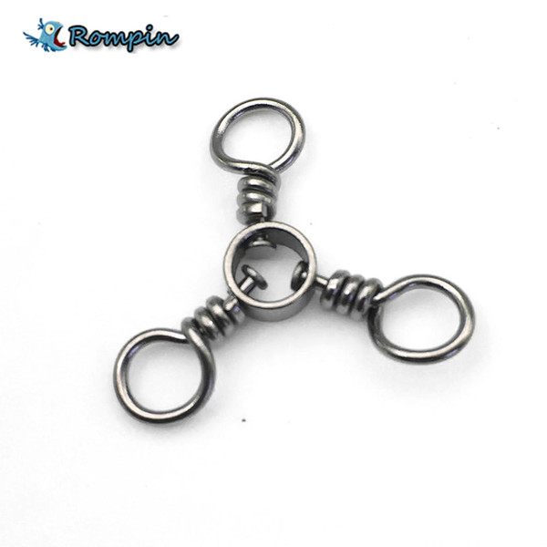 Rompin 30pcs/lot 3 way swivel fishhooks accessories 3-way fishing swivels solid rings connector fishing accessories