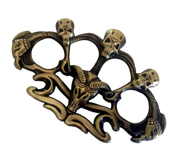 2018 fashion Skull Knuckle Dusters Self Defense Finger Knuckles Alloy Hand Protective Gear Personal Security women men Self-defense Pendant