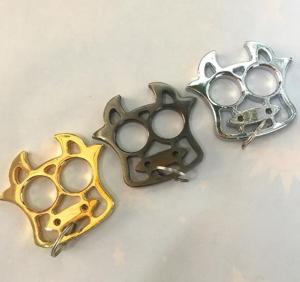 safety equipment key chain cow finger tiger GILDED THICK STEEL BRASS KNUCKLE DUSTER Protective Gear unisex 3 colors self-defense equipment