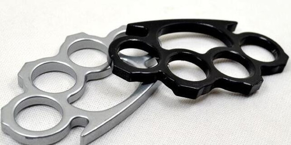 2PCS Silver and Black Thin Steel Brass knuckle dusters