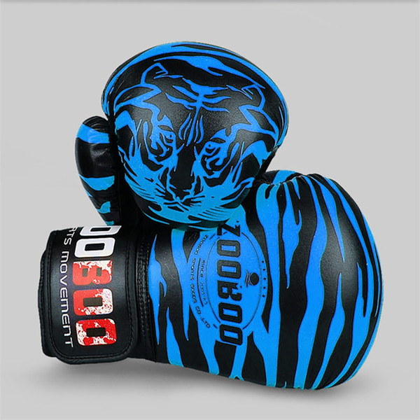 1 Pair PU Tiger Pattern Boxing Gloves Professional Sanshou Thai Kickboxing Gloves training Fighting Protective Full Finger Glove