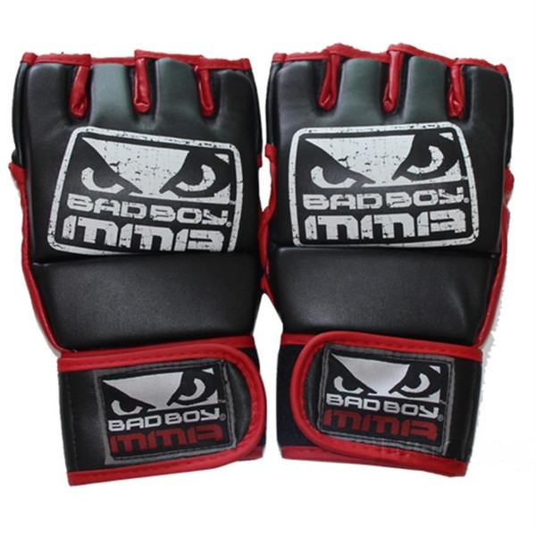 New Kick Boxing Gloves MMA Gloves Muay Thai Training Gloves MMA Boxer Fight Boxing Equipment Half Mitts Badboy PU Leather Black