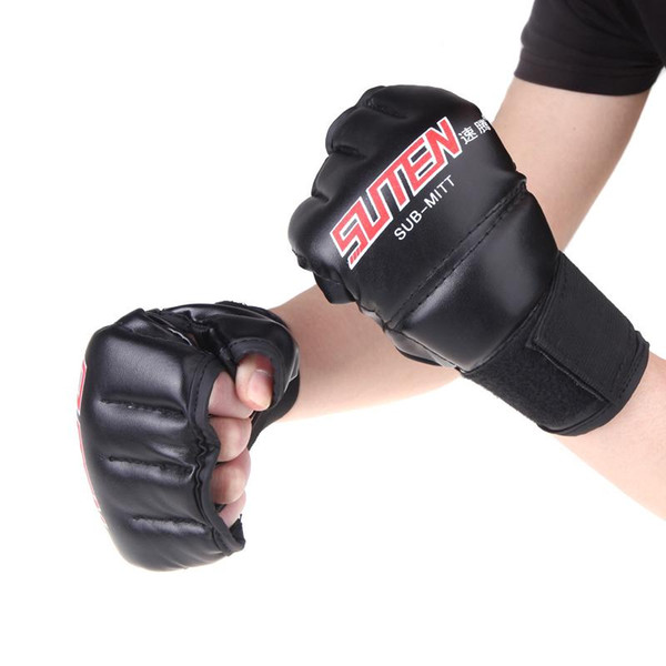 Boxing Protective Gear PU Leather Half Mitts Mitten MMA Muay Thai Training Punching Sparring Boxing Gloves Golden/White/Red