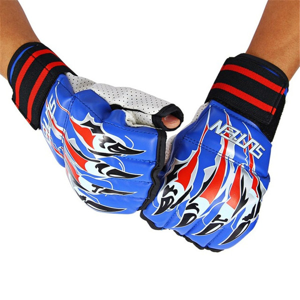 Designer-1 Pair PU Leather Fitness Boxing Gloves Cartoon Falcon Talons Breathable Half Finger Gloves Sanda Fighting Sandbag 160g half finger