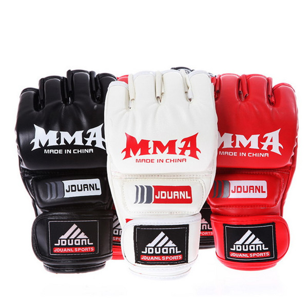 Best Quality Boxing Gloves PU Leather Half Finger Fight MMA Muay Thai Boxing Training Competition Gloves 3 Colors 22*11*2.5CM