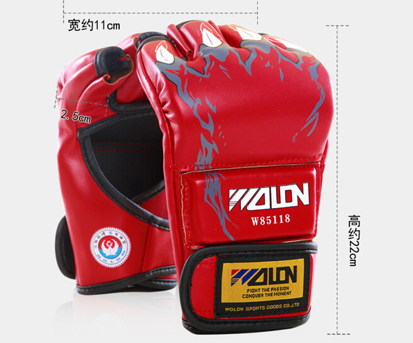 hot sell 2PCS New Sanda Grappling MMA Gloves PU Punching Bag Boxing Gloves W85118 Black/White/Red/Blue W Five Colors Free shipping