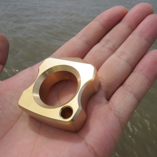 Brass H59 EDC Single Finger Knuckle Duster Ring / Paper Weight CNC Machined 14mm Thick 23mm Finger Diameter 103g