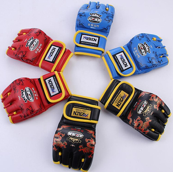 2PCS New Grappling MMA Gloves PU Punching Bag Boxing Gloves W85118 Black/White/Red/Blue W Five Colors