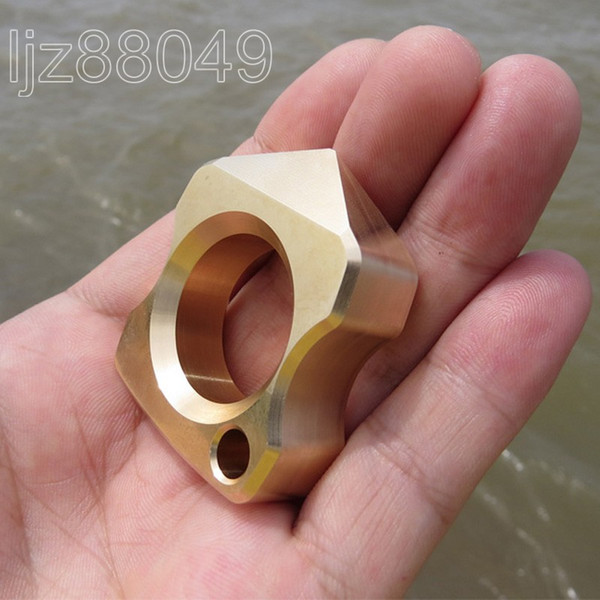 H59 Brass EDC Outdoor Single Finger Knuckle Duster Ring / Paper Weight CNC Machined 14mm Thick 23mm Finger Diameter 103g