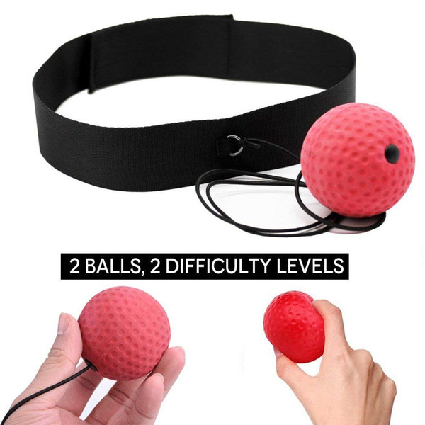 Boxing Reflex Ball, 2 Difficulty Level speed Balls with Headband, Softer than Tennis Ball, Perfect for Fitness, Boxing Focus Punching Improv