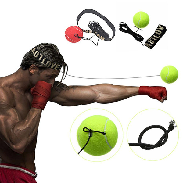 Yellow / Red Bouncy Ball Fight Ball Boxing Equipment With Head Band For Reflex Speed Training Boxing Punch Muay Thai Exercise