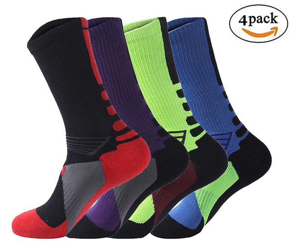 4 Pack Men's Cushioned Basketball Athletic Compression Long Sports Dress Socks Size 7-13