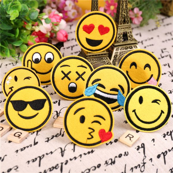 Fashion Emoji Patches Shirt Jerseys T-Shirt Decoration Different Style Fabric with Glue 100 pcs Fast Shipping