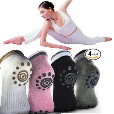 Women Sports Exercise Keep Balance Fashion Cotton Non Slip Skid Socks Yoga Pilates Pink Black Socks 4 Colors