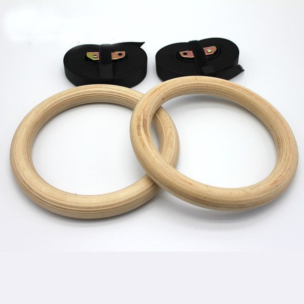 Wooden 28mm Exercise Fitness Gymnastic Rings Gym Exercise Crossfit Pull Ups Muscle Ups