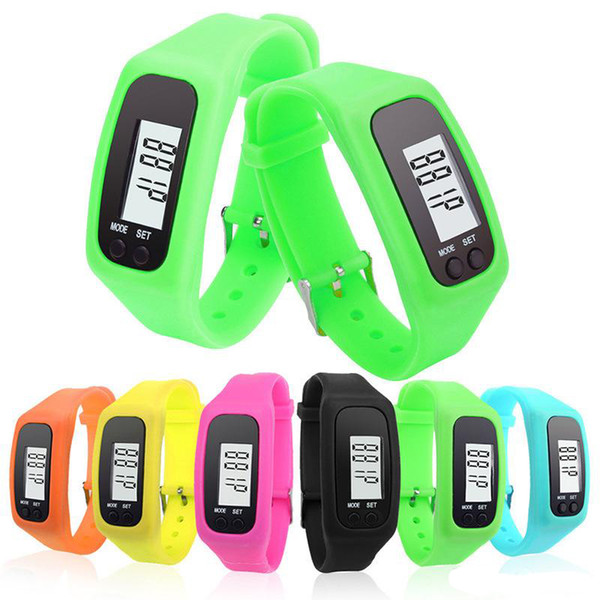 Digital LCD Pedometer Smart Multi Watch silicone Run Step Walking Distance Calorie Counter Watch Electronic Bracelet Color Pedometers 100Pcs