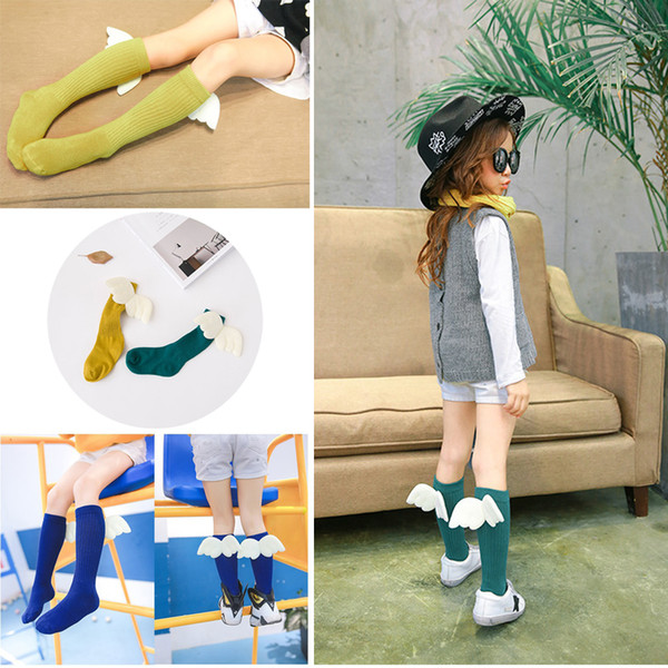 2017 new creative baby mid-calf length sock hand wings wild pile heap socks children socks wholesale