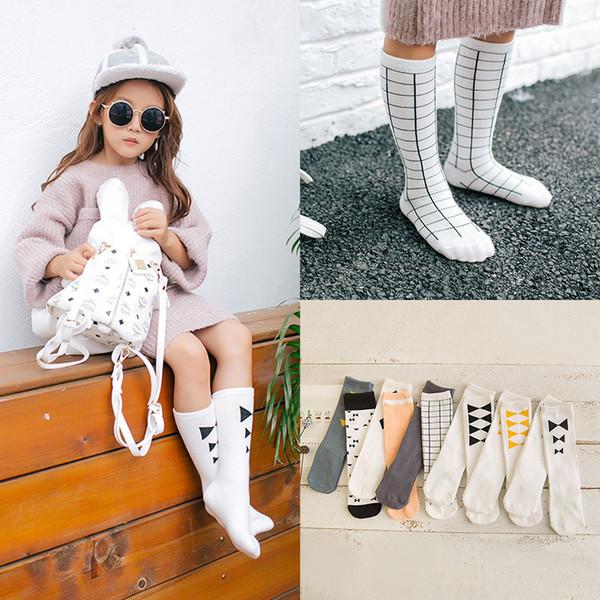 Multi-color triangular children socks wholesale children's socks autumn and winter ins explosion small bowknot cotton socks wholesale