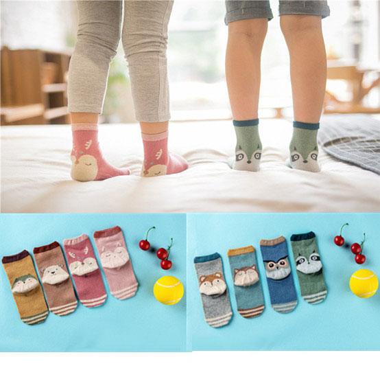 2017 new Autumn winter children's socks cotton cute cartoon animals baby boys girls cotton socks 1-8 years old 12 pairs / Package